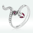 925 Sterling Silver Oxidized Snake Ring with Pavé Setting CZ for Women - Size 7.0