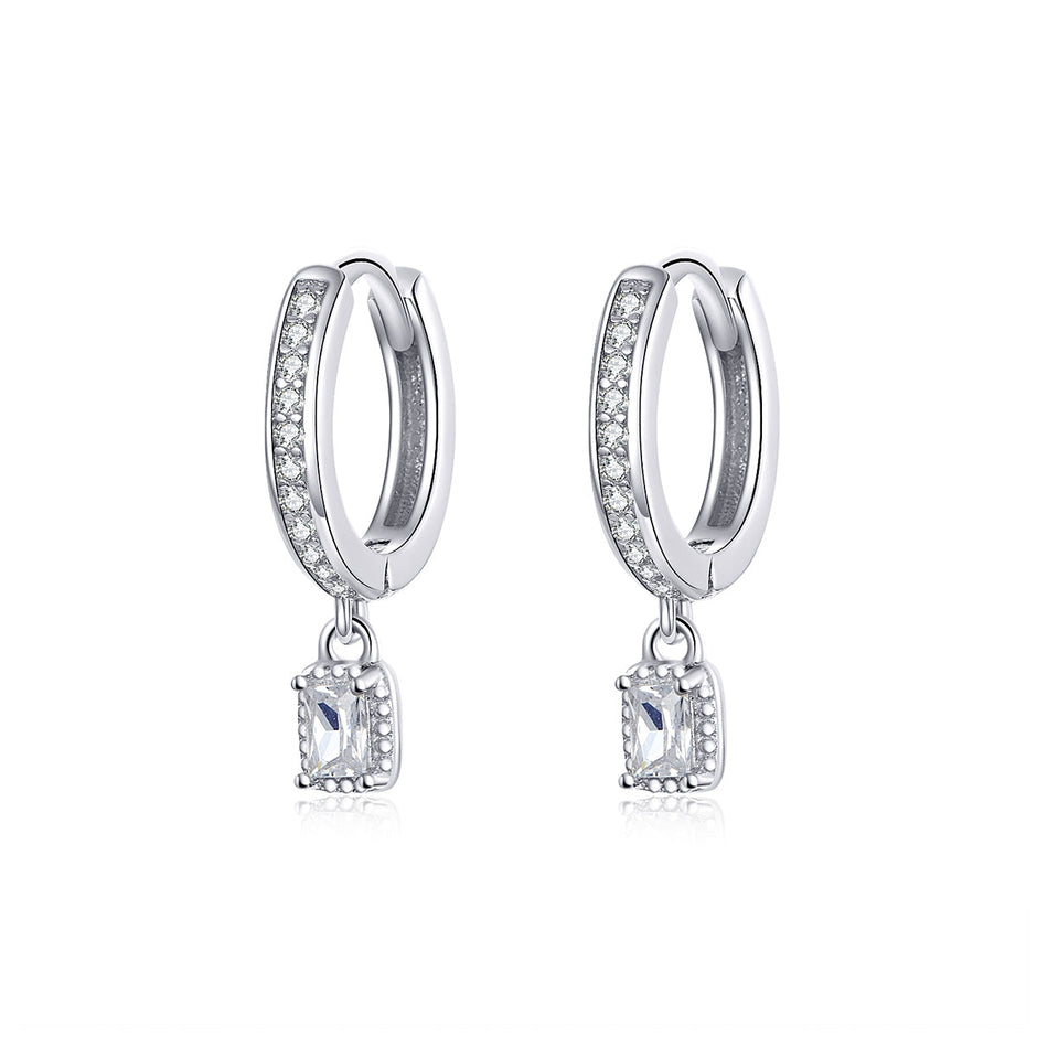 925 Sterling Silver 1.7cm Pavé Setting CZ Earrings