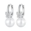 925 Sterling Silver Earrings with Plated Platinum and Shell Pearl for Women