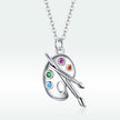 925 Sterling Silver Adjustable Pendant Necklace with CZ in Platinum Finish