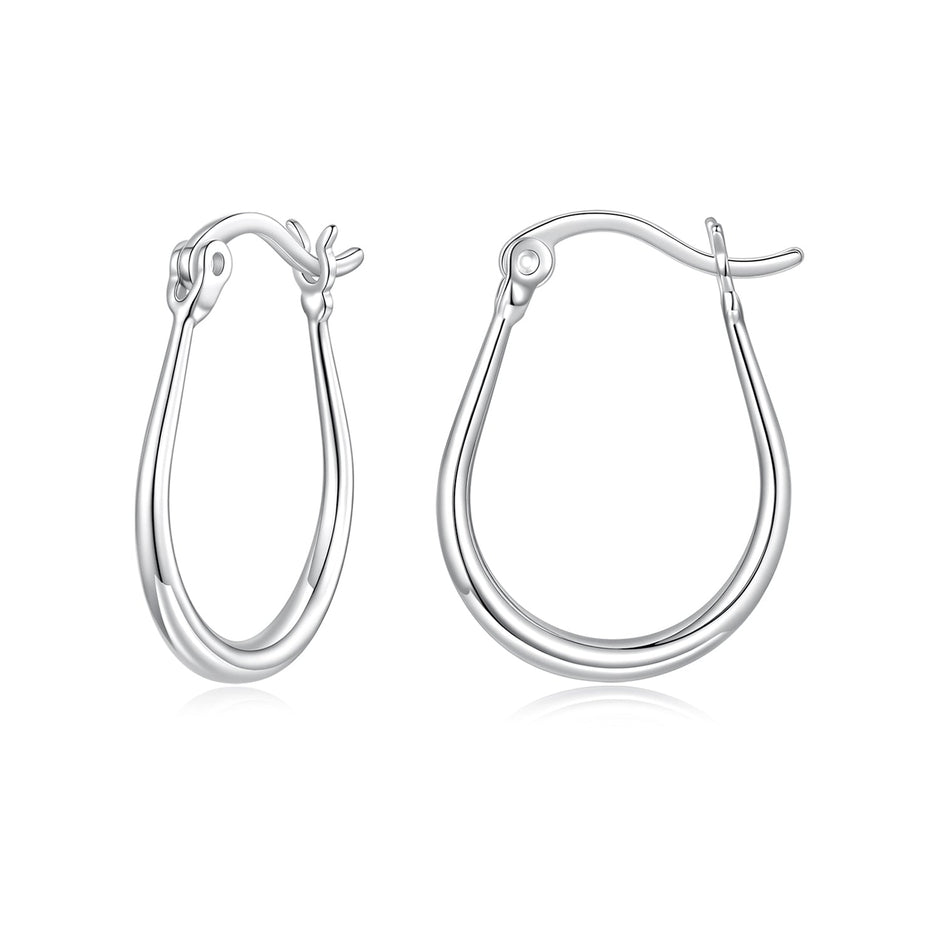 925 Sterling Silver Earrings for Women - 2.9x0.2cm, Plated White Gold, Style L