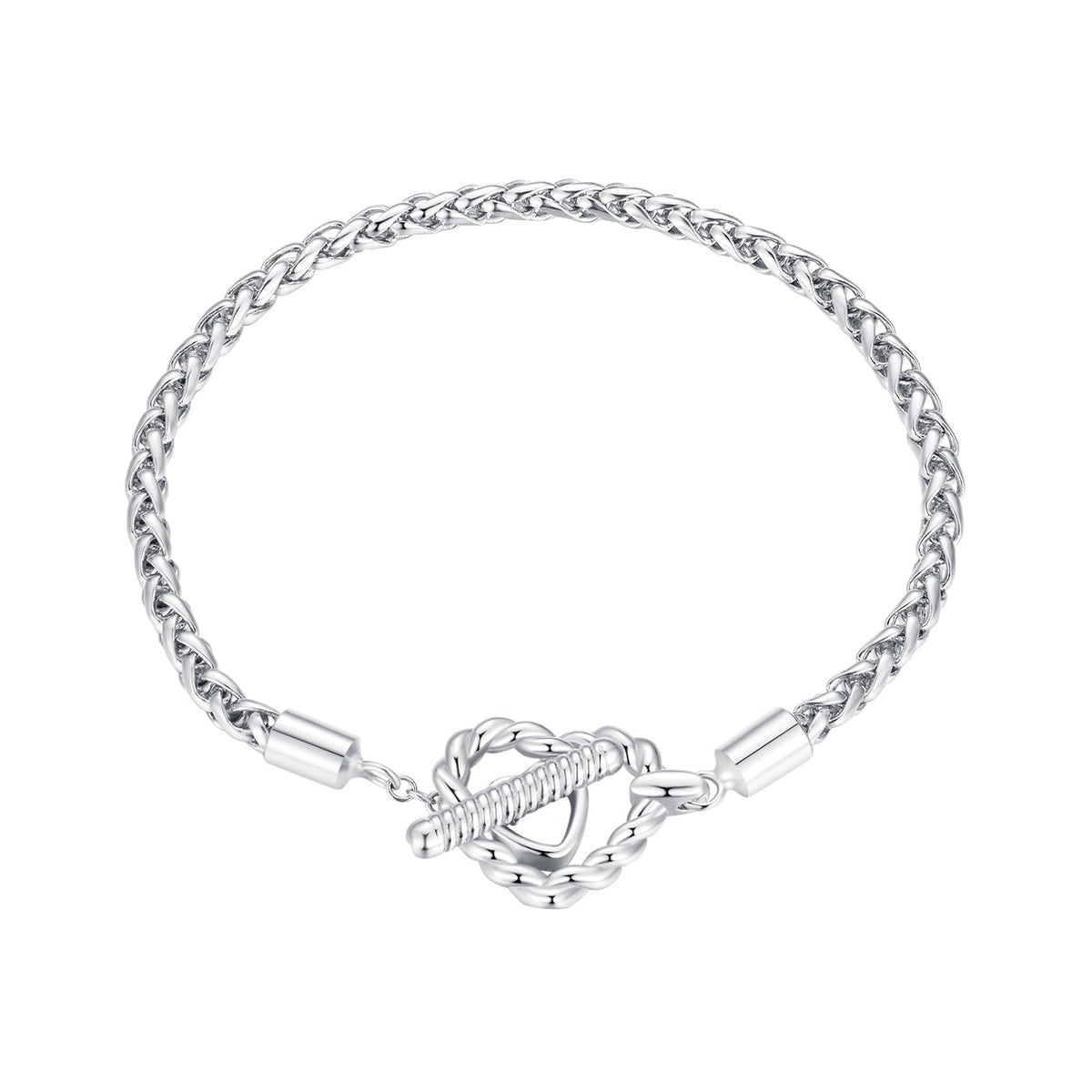 925 Sterling Silver 3.0mm Plated Platinum Bracelet Size 17.0 for Women