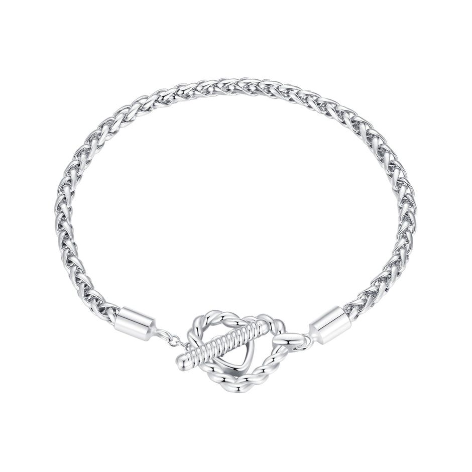 925 Sterling Silver 3.0mm Plated Platinum Bracelet Size 17.0 for Women