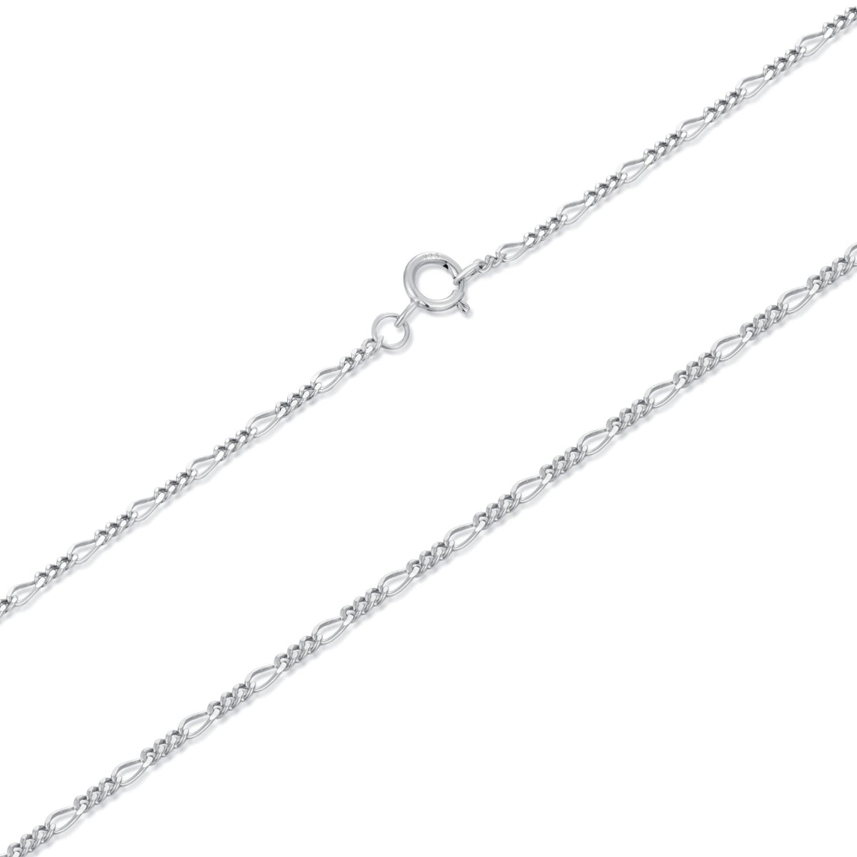 925 Sterling Silver 40cm Necklace with Plated White Gold