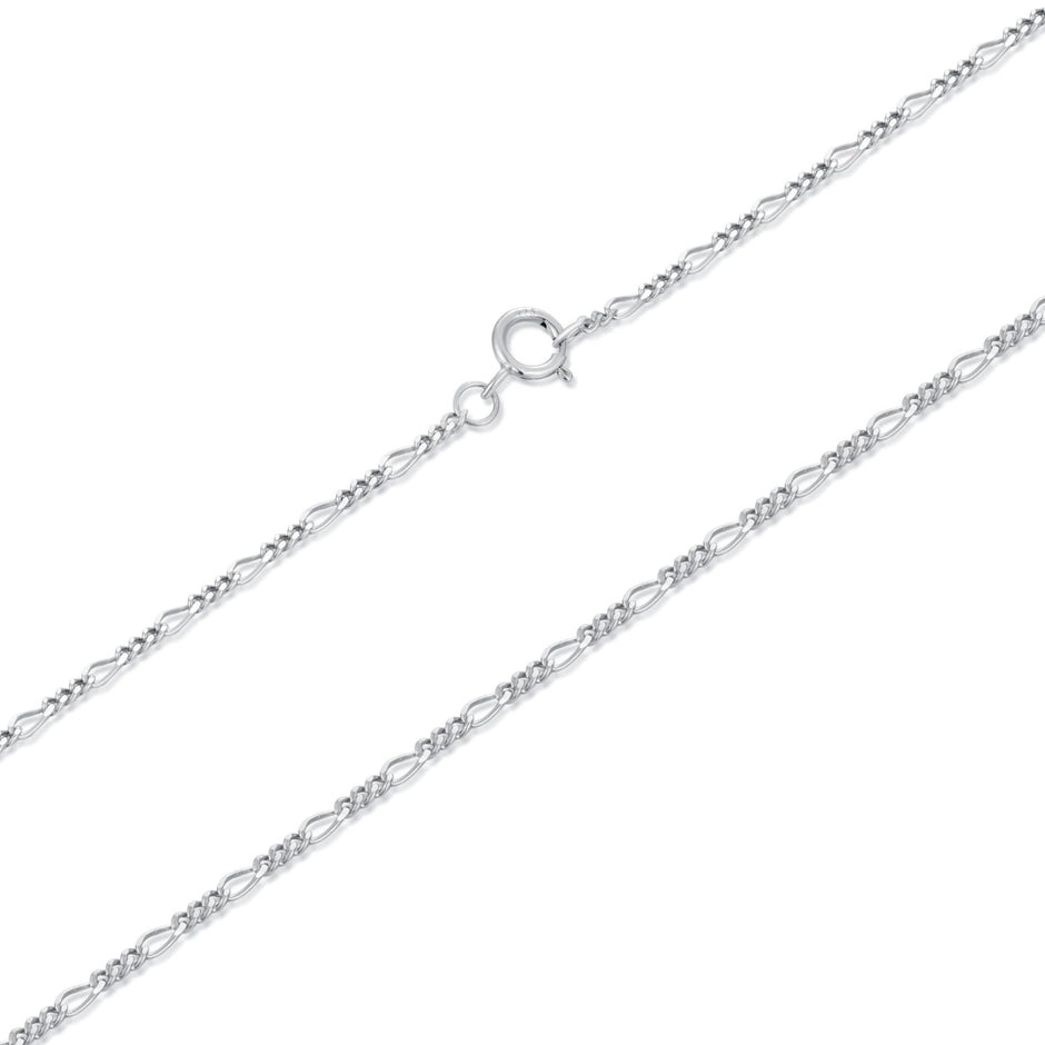925 Sterling Silver 40cm Necklace with Plated White Gold