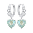 925 Sterling Silver Earrings with Transparent Glass, Plated White Gold, Size 23x8.5mm for Women