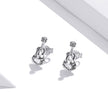 925 Sterling Silver & Oxidized Silver Earrings for Women - 1.3*0.6cm