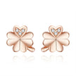925 Sterling Silver Earrings with Pavé Setting CZ in Rose Gold 0.9x0.7cm for Women
