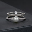 925 Sterling Silver & Moissanite Ring with Freshwater Pearl - Size 6 - Women's Jewelry