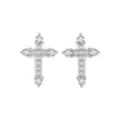925 Sterling Silver Earrings with Pavé Setting CZ in White Gold Plating - 1.2x0.8cm for Women