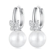 925 Sterling Silver Earrings with Plated Platinum and Shell Pearl for Women