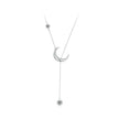 925 Sterling Silver Pavé Setting CZ Moon Necklace for Women