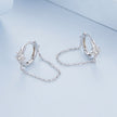 925 Sterling Silver Earrings with Pavé Setting and Platinum Plating, 2.7 x 0.6 cm for Women