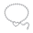 925 Sterling Silver 16+5cm White Gold Plated Heart Bracelet for Women