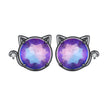 925 Sterling Silver Earrings with Pavé CZ and Transparent Glass in Black Gold, 1.0*1.2cm, for Women