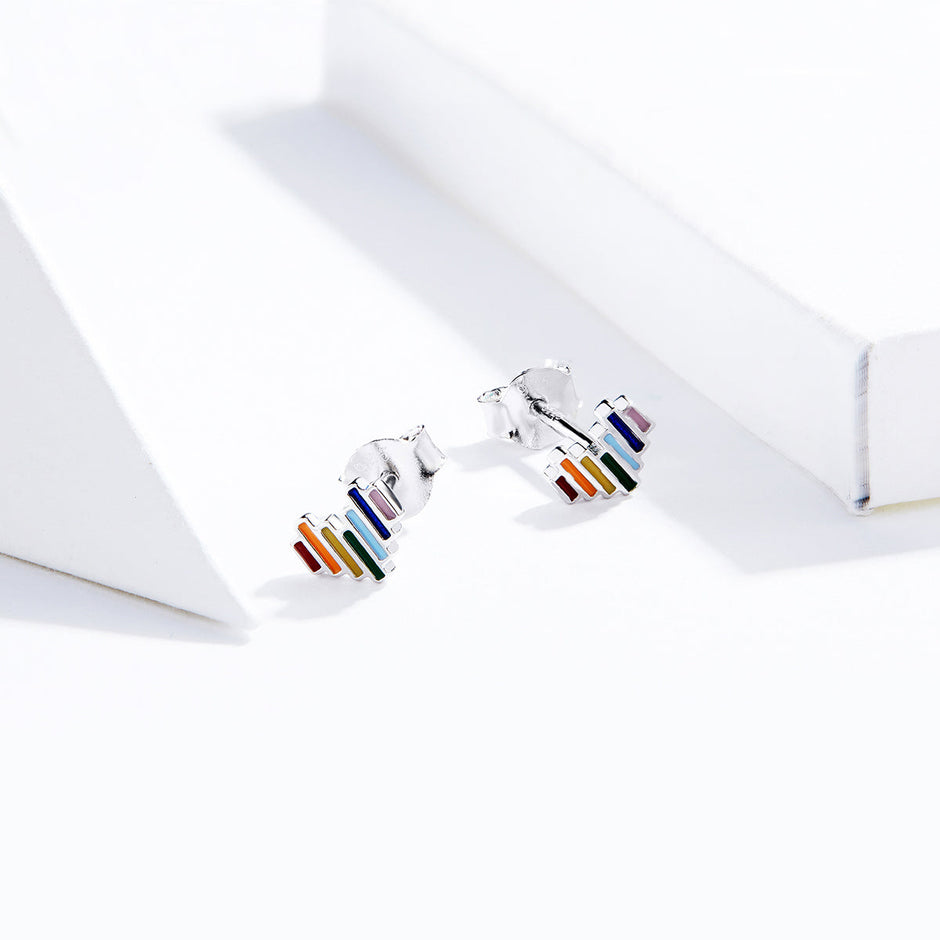 925 Sterling Silver Plated Platinum Earrings 0.5x0.6cm