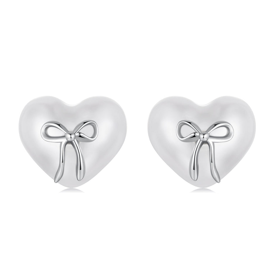 925 Sterling Silver Earrings with Quality Shell Pearl, Size 1*1.2cm for Women