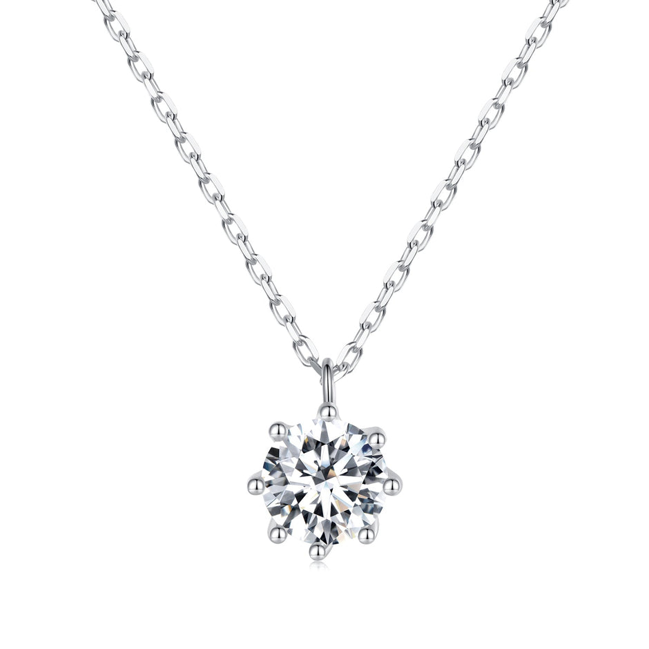 925 Sterling Silver Plated Platinum Moissanite Necklace 39+5cm for Women