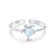 925 Sterling Silver + Plated White Gold Larimar Ring - Style E - 1.6mm Width