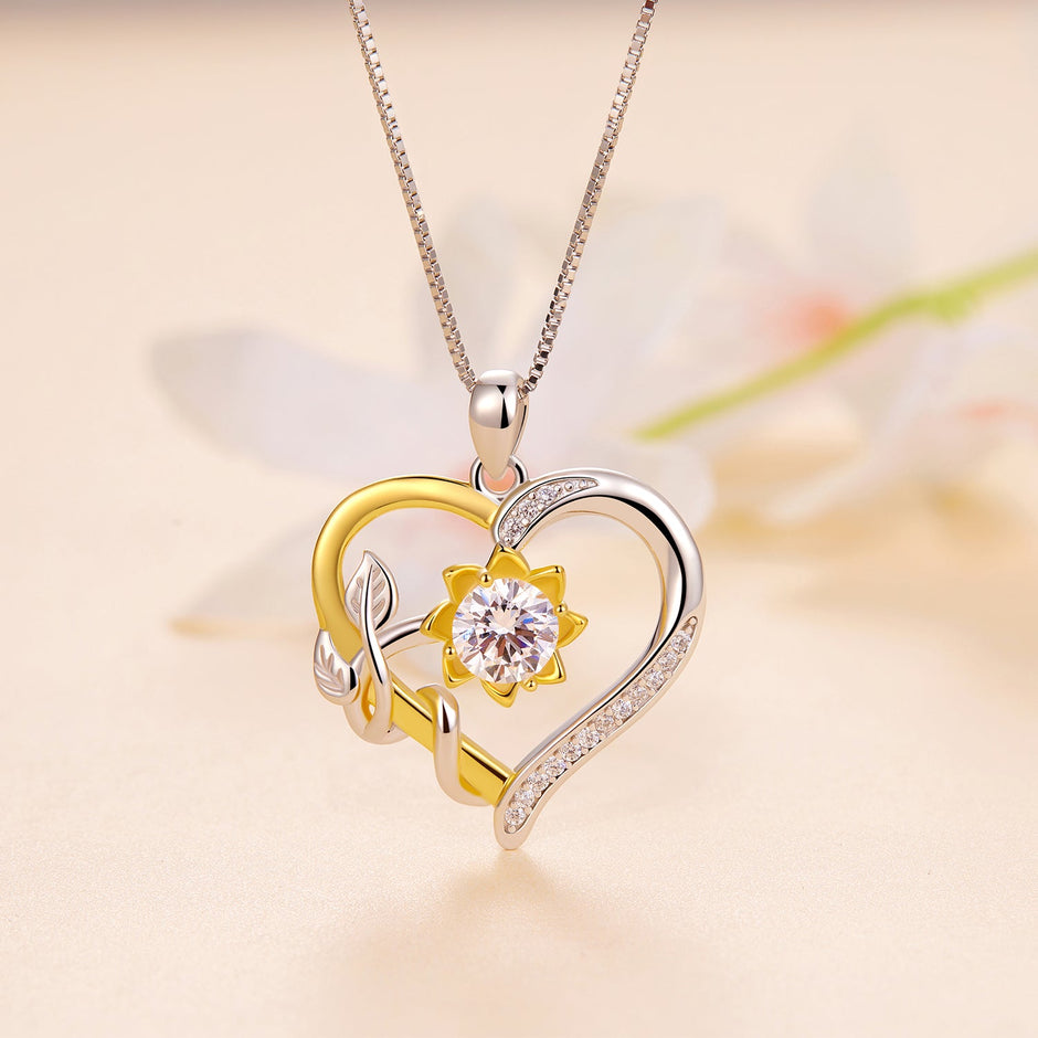 925 Sterling Silver Plated Gold Moissanite Necklace with Pavé Setting for Women