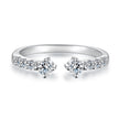 925 Sterling Silver White Gold Plated Size E Moissanite Pavé CZ Ring for Women