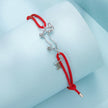 925 Sterling Silver White Gold Plated Adjustable Bracelet with Cotton Cord for Women