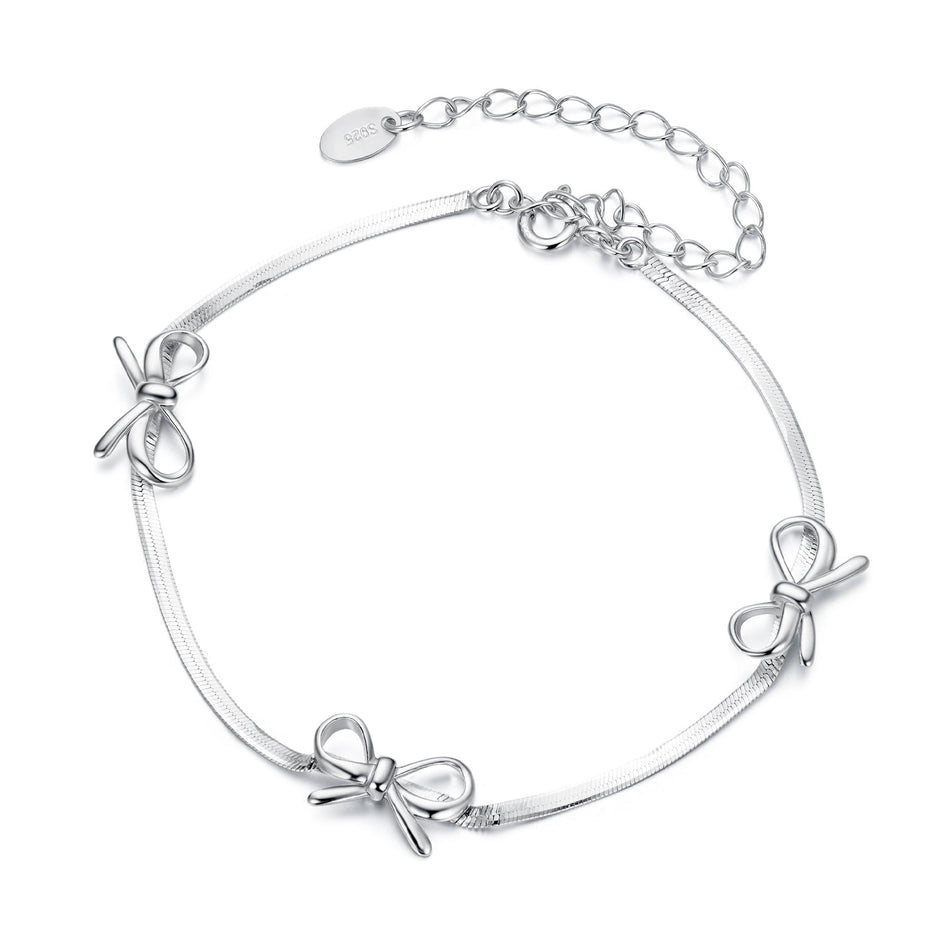 925 Sterling Silver White Gold Plated Adjustable Bracelet for Women
