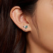 925 Sterling Silver Transparent Glass Earrings with CZ for Women