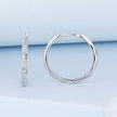 925 Sterling Silver White Gold Plated Hoop Earrings with CZ - 2.0cm