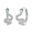 925 Sterling Silver Hoop Earrings with White Gold Plating and CZ Stones