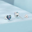 925 Sterling Silver Earrings 7mm Width with Transparent Glass for Women