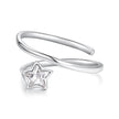 925 Sterling Silver White Gold Plated Pavé CZ Star Ring for Women