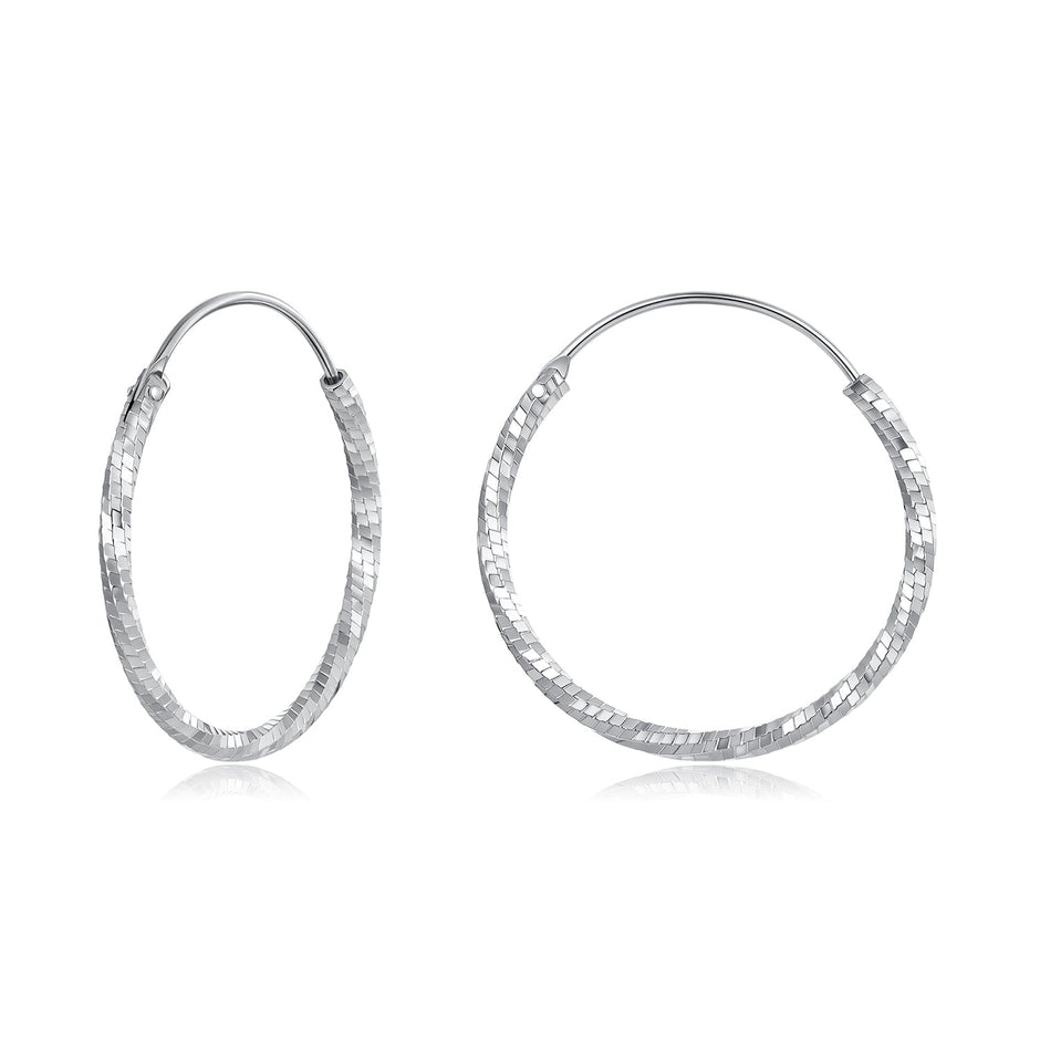 925 Sterling Silver Earrings for Women - White Gold Plated, 2.6*0.2 cm, Style L