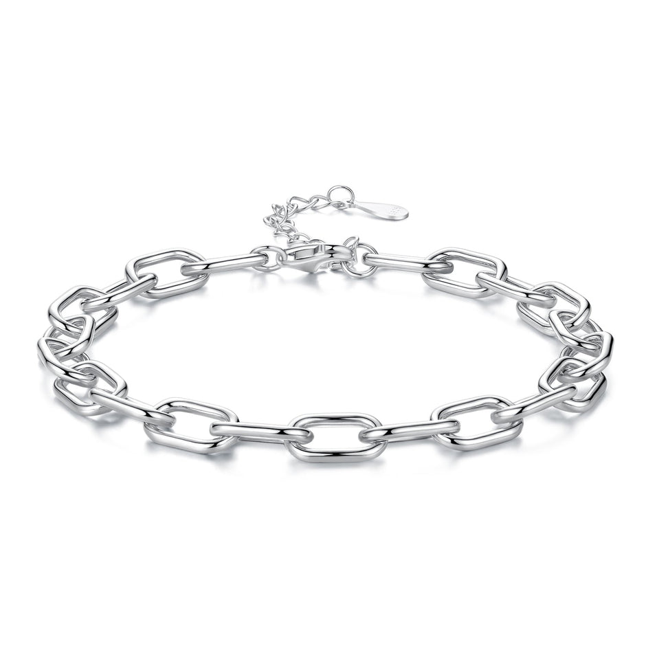 925 Sterling Silver White Gold Plated 15+6cm Adjustable Bracelet for Women