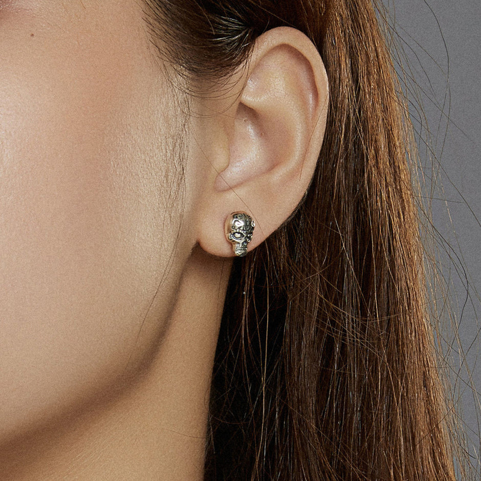S925 Oxidized Silver Earrings Size 1*0.7cm for Women