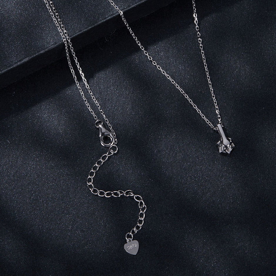 925 Sterling Silver Moissanite Plated Platinum Necklace for Women, 6.5mm, Style L, 400mm Length