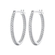 925 Sterling Silver Earrings with Pave Setting CZ in White Gold for Women