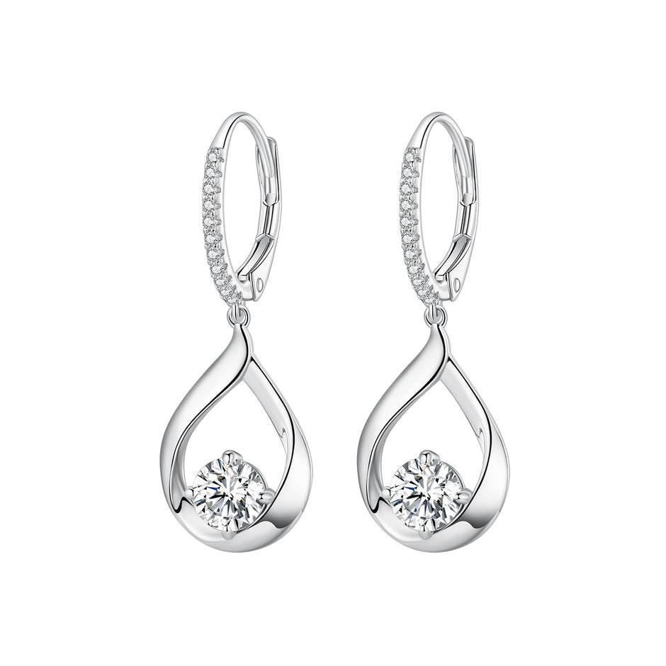 925 Sterling Silver Moissanite 0.5ct Earrings with Pavé Setting, Size 30*11mm for Women