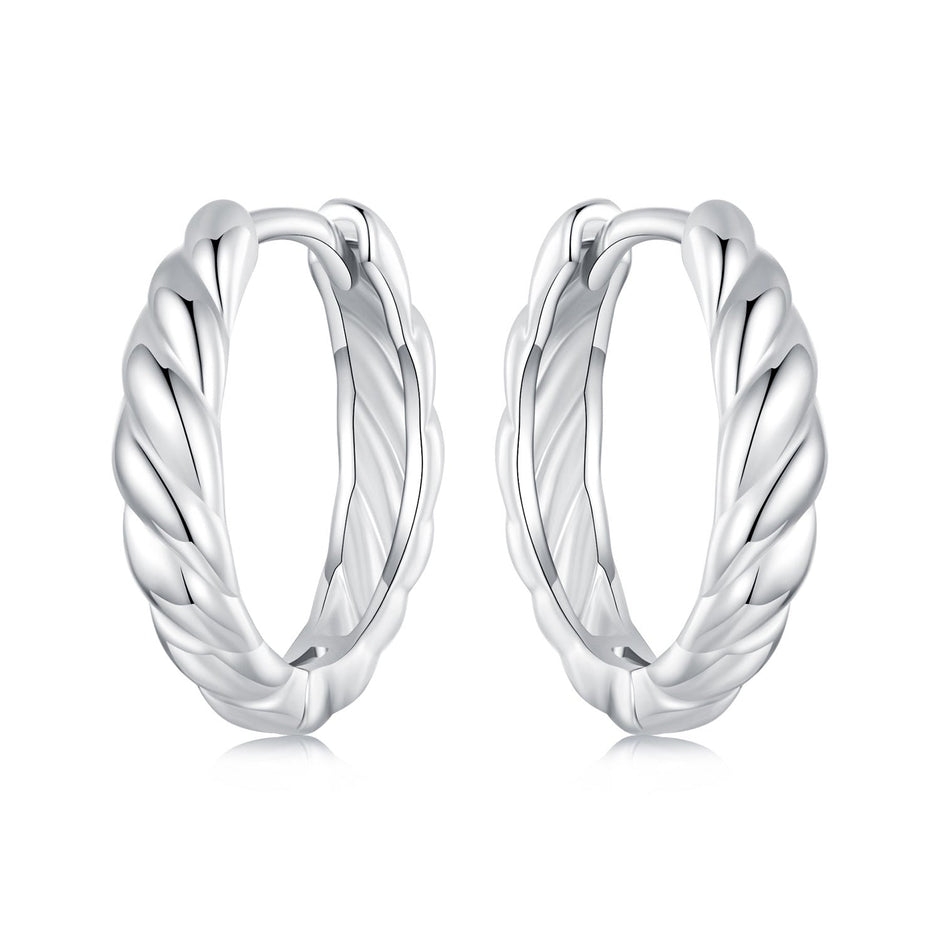 925 Sterling Silver Plated White Gold Earrings for Women - Size 11*3mm
