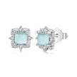 925 Sterling Silver White 0.8 x 0.8 cm Transparent Glass Pavé CZ Earrings for Women