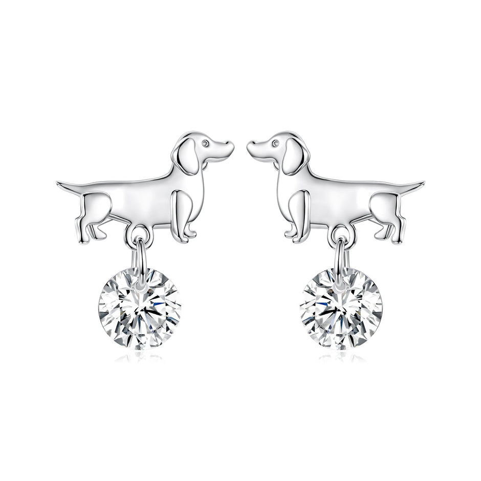 925 Sterling Silver White Gold Plated Pavé Setting CZ Earrings for Women