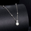 925 Sterling Silver Moissanite and Freshwater Pearl Necklace 40+5cm for Women