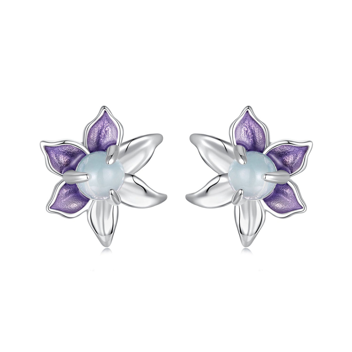 925 Sterling Silver Earrings with Enamel and Transparent Glass for Women