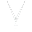 925 Sterling Silver Adjustable Platinum Plated Necklace with CZ - 1.4cm for Women