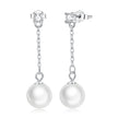 925 Sterling Silver Earrings with Pavé Setting CZ & Quality Shell Pearl