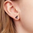 925 Sterling Silver Earrings with Pavé Setting CZ in Black Gold - Size 0.8*1.1cm for Women