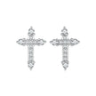 925 Sterling Silver Earrings with Pavé Setting CZ in White Gold Plating - 1.2x0.8cm for Women