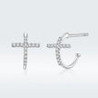 S925 Sterling Silver Earrings with Pavé Set CZ in Platinum Finish