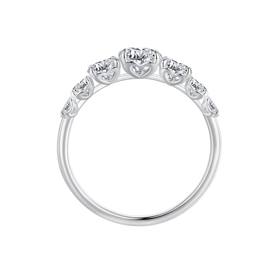 925 Sterling Silver Moissanite Engagement Ring with 5mm, 4mm, 3mm, 2.5mm Stones for Women