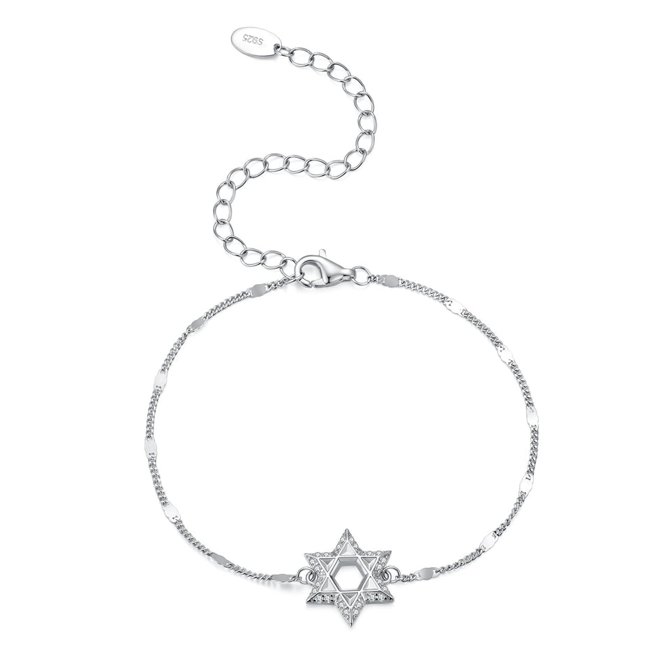 925 Sterling Silver White Gold Plated CZ Pavé 15+6cm Bracelet for Women
